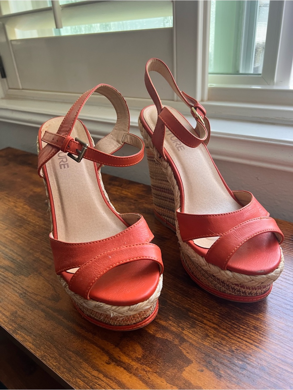 Club Couture European brand Women's Coral Wedge Sandals with Ankle Buckle